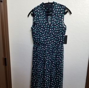 En focus blue polka dot dress